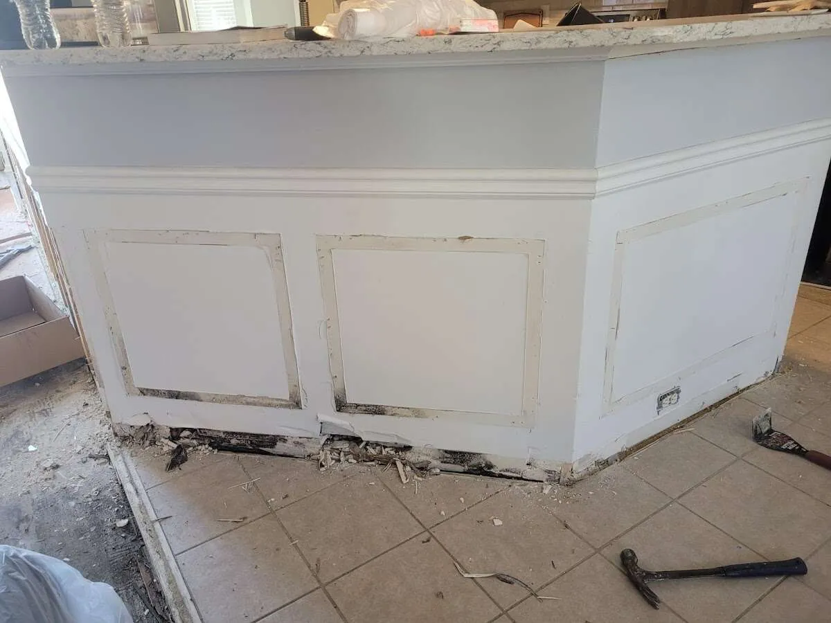 Water damage and mold on kitchen during Storm Damage Restoration in Vienna